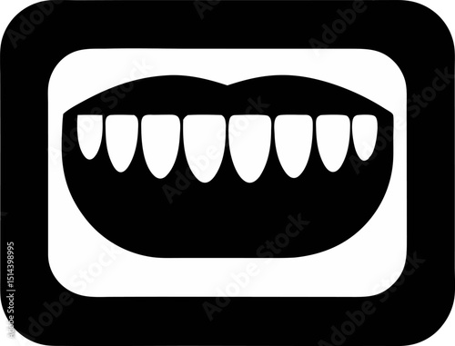 Dental X Ray Screen Silhouette Vector Illustration
