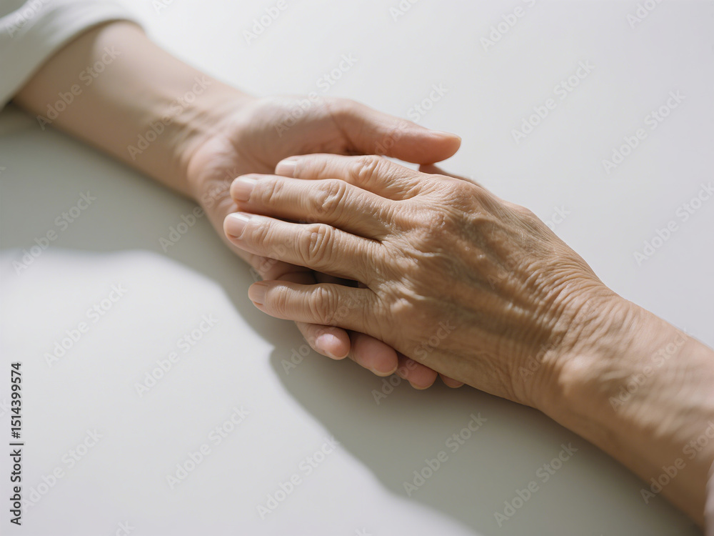Fototapeta premium young hand holding an elderly hand
