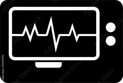 ECG Monitor Screen Silhouette Vector Illustration