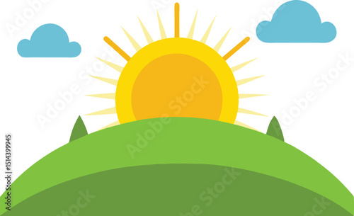 Summer hill with bright sun
