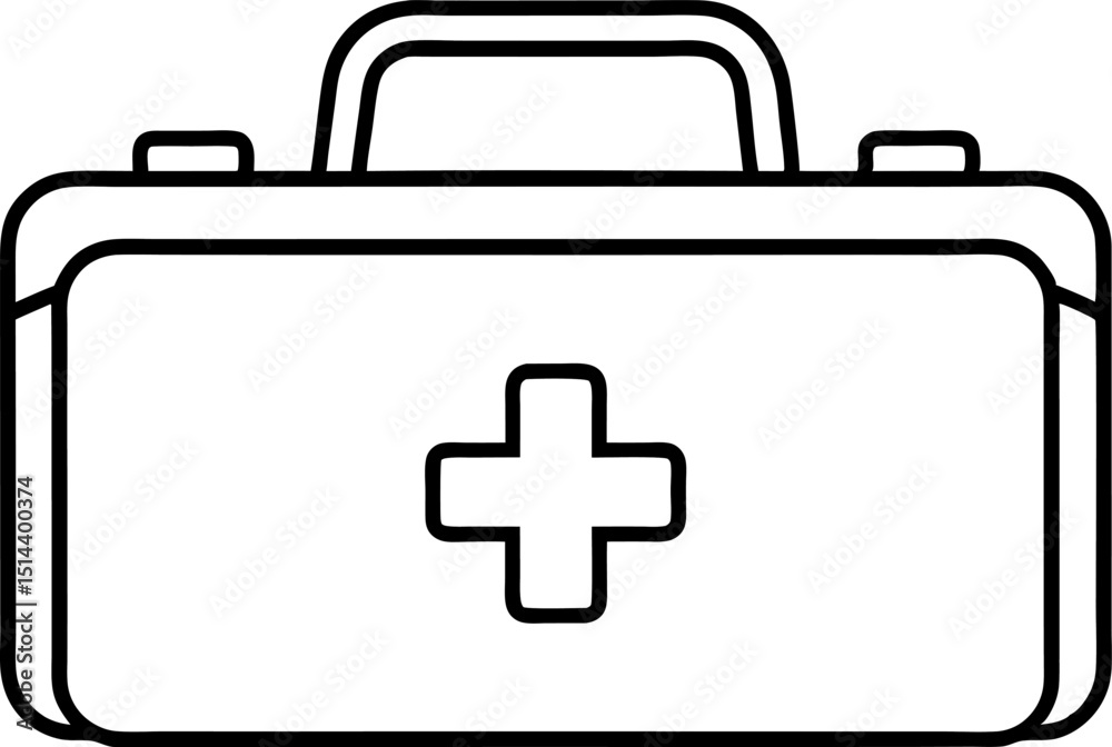 Obraz premium First Aid Kit Line Art Vector Illustration 