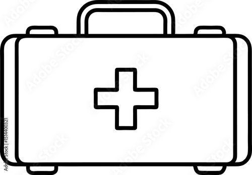 First Aid Kit Line Art Vector Illustration 