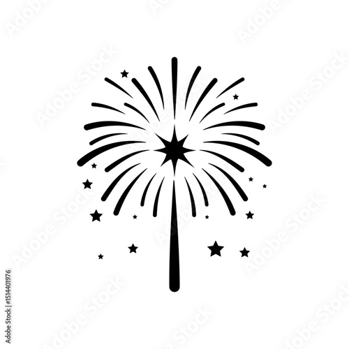 Black and white fireworks burst illustration