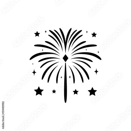Black and white fireworks burst illustration