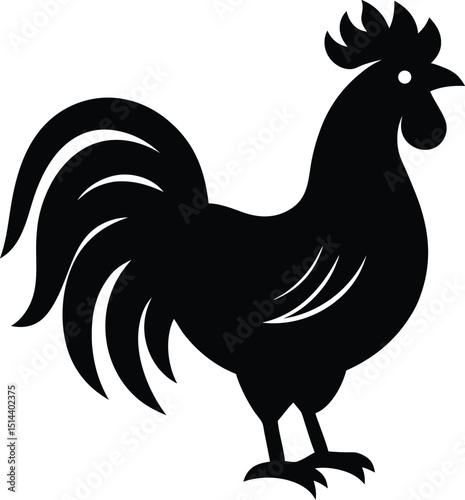 Isolated silhouette of rooster head vector for traditional farming design
