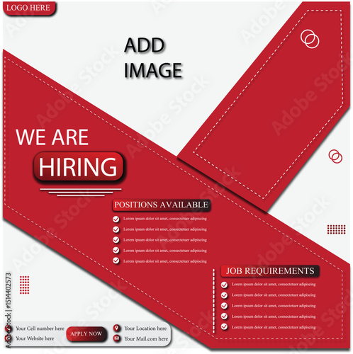 We Are Hiring  social media poster design vector templates