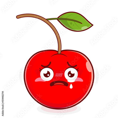 cherry scared face cartoon cute