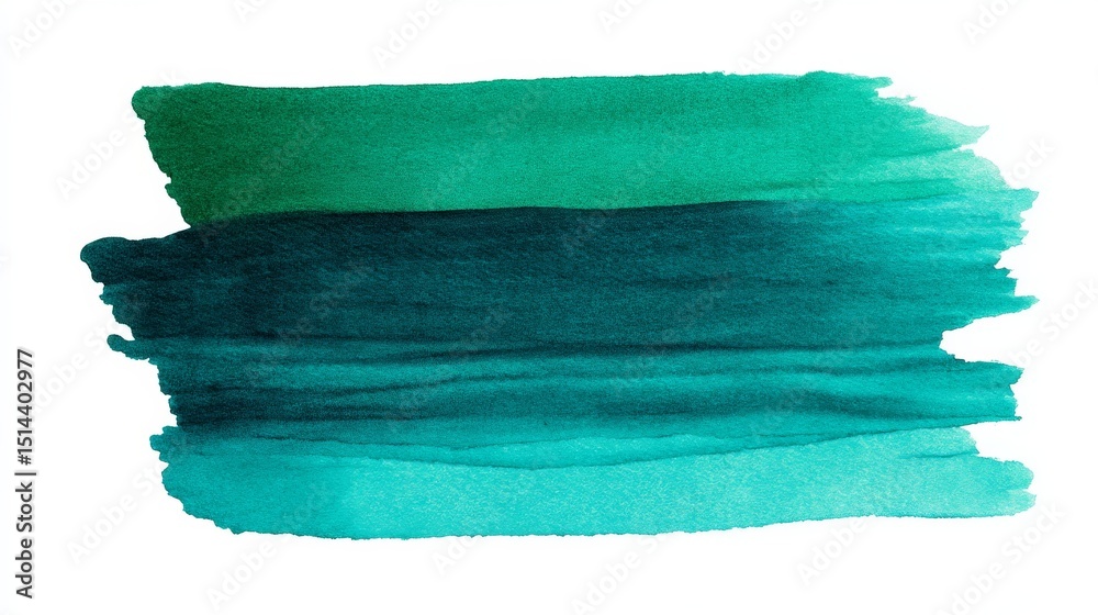 Fototapeta premium Abstract Teal Watercolor Wash, Isolated on White Background, Watercolor Painting, Texture , Green, Aqua