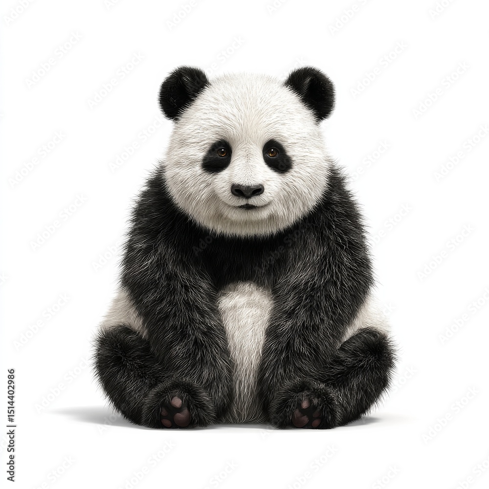 Naklejka premium Adorable Baby Panda Cub Sitting Isolated on White Background, Wildlife, Animal
