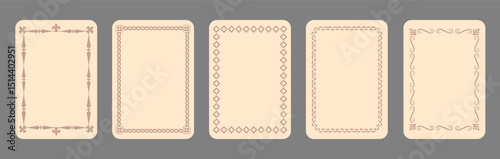 Vintage frames set isolated on gray background. Ornamental label frames. Fashionable ornate frames for wedding invitations, greeting cards, prints.