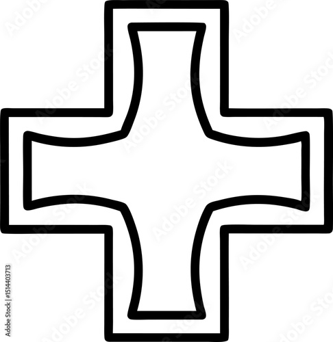 Medical Cross Symbol Line Art Vector Illustration