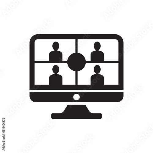 Vector illustration of silhouette student attending virtual class on a computer