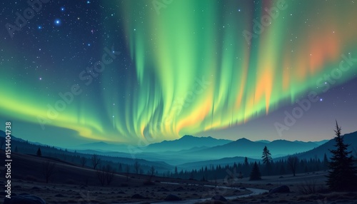 an indie style of aurora, centered, ,no text, no logo, teal gradient background