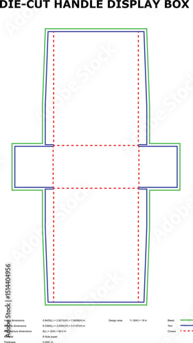 Die-cut handle display box template design printable packaging