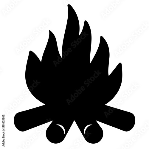 Campfire icon silhouette vector, campfire icon with flames black silhouette