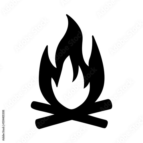 Campfire icon silhouette vector, campfire icon with flames black silhouette