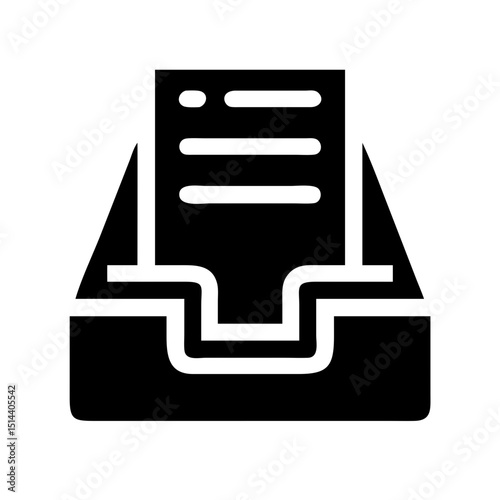 Silhouette document submission tray icon on transparent background for web and graphic design