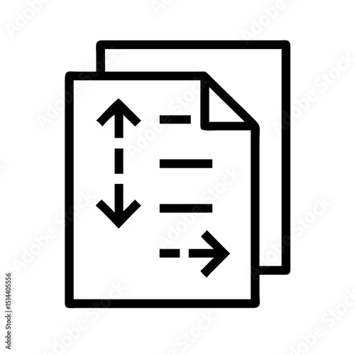 Silhouette document with arrows icon on transparent background for web and graphic design
