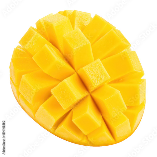 sliced mango on white background