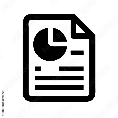 Silhouette document with pie chart icon on transparent background for web and graphic design