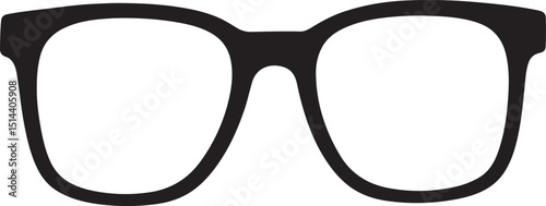 Reading glass silhouette, hipster nerd style black glasses silhouette vector isolated on a white background
