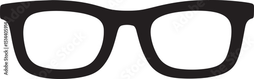 Reading glass silhouette, hipster nerd style black glasses silhouette vector isolated on a white background