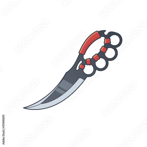 Combat Knuckle Knife Illustration Vector Flat Style