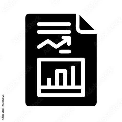 Silhouette document with statistics icon on transparent background for web and graphic design