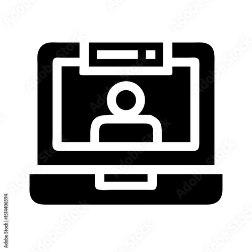 Silhouette laptop icon on transparent background for web and graphic design