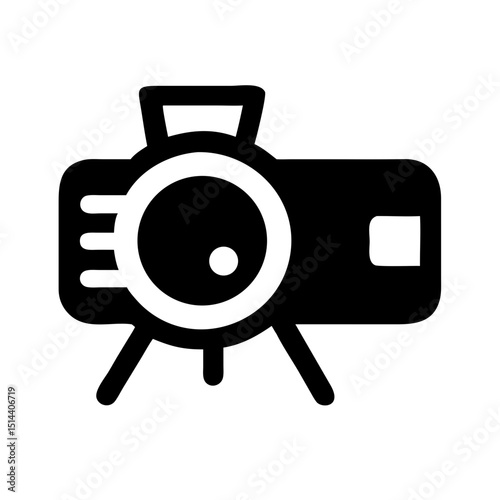 Silhouette projector icon on transparent background for web and graphic design