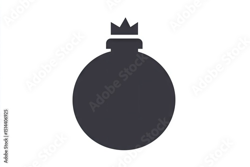 Silhouetted bomb with crown graphic design.