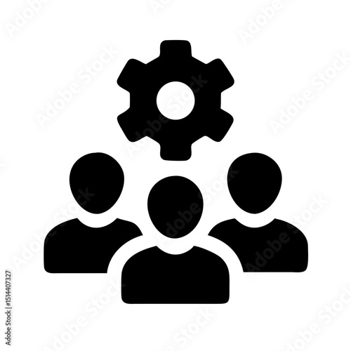 Silhouette team settings icon on transparent background for web and graphic design