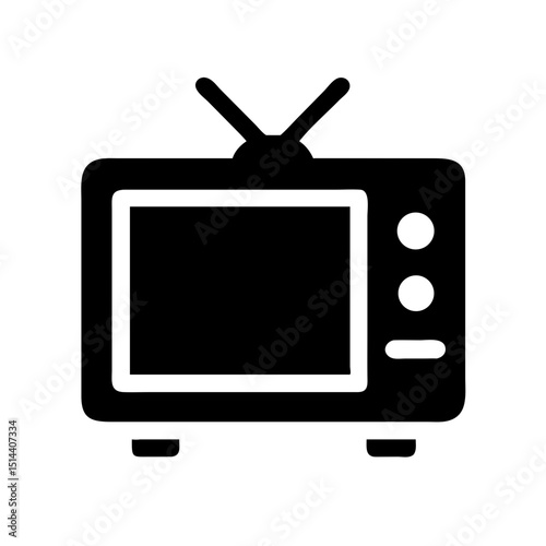 Silhouette television icon on transparent background for web and graphic design