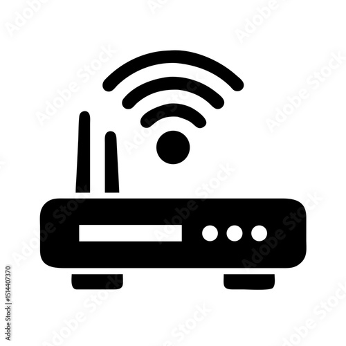 Silhouette wi fi router icon on transparent background for web and graphic design