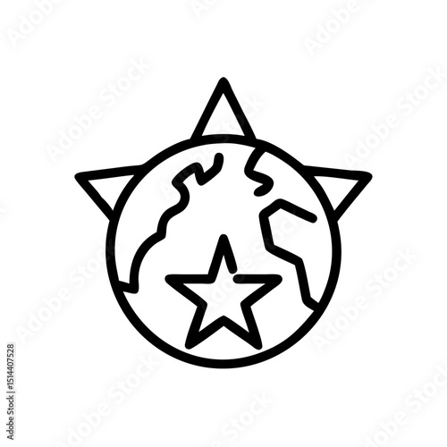 World star recognition icon on transparent background for web and graphic design