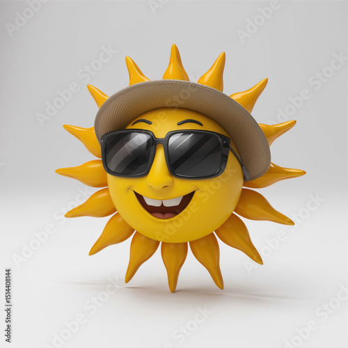 A cartoonish 3D render illustration of the sun
