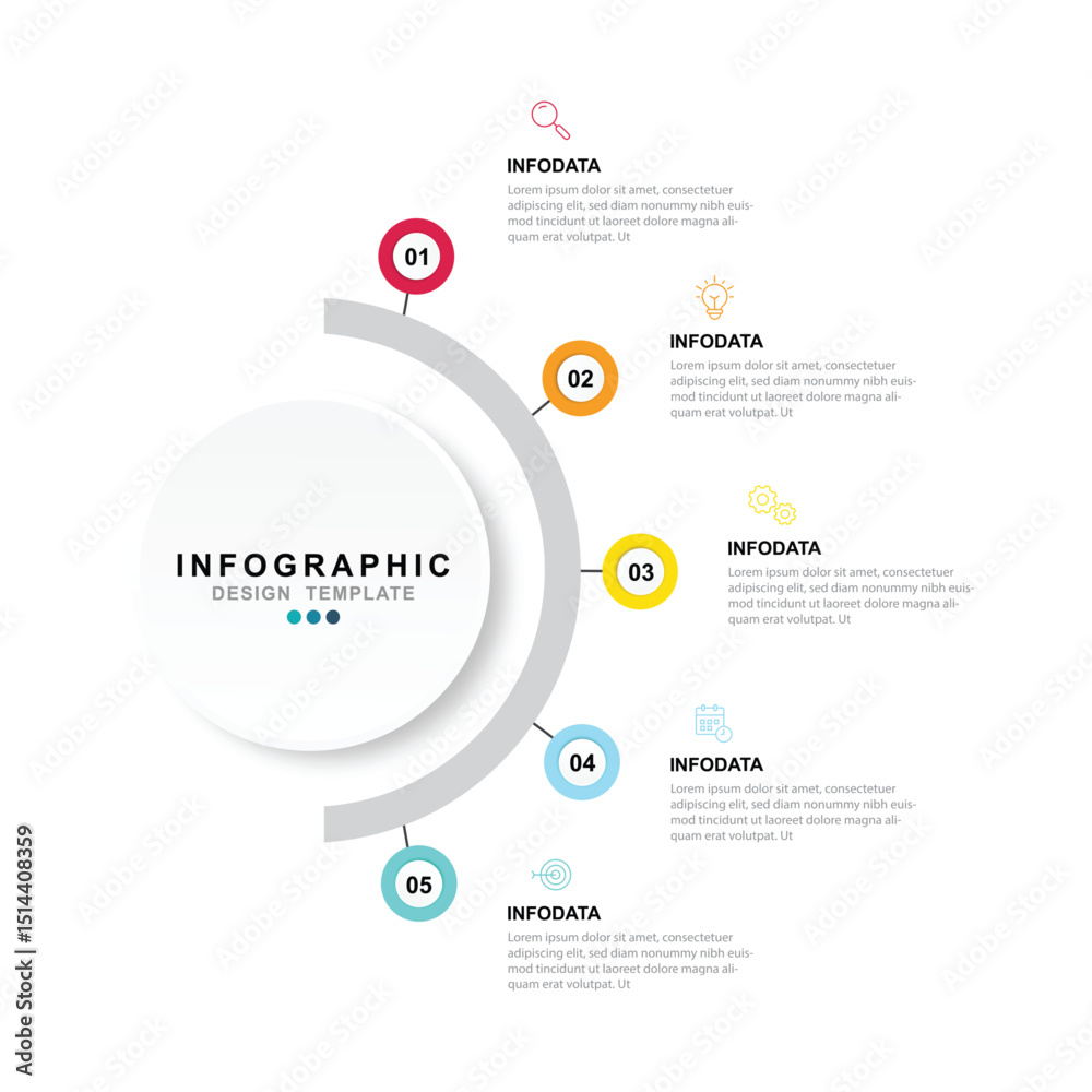 Vector Infographic label design template with icons and 5 options or steps. for your business data. Vector Illustration. Vector Infographic label design template with icons and 5 options or steps. for your business data. Vector Illustration.