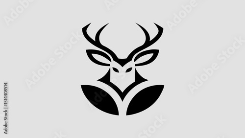 Regal Stag Silhouette Curved Antlers with Defined Hooves and Muscular Neck