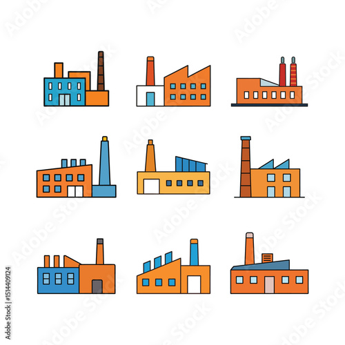 A set of colorful industrial build vector illustration