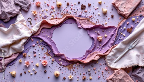 an avant garde artwork of raw material, centered, ,no text, no logo, lavender background