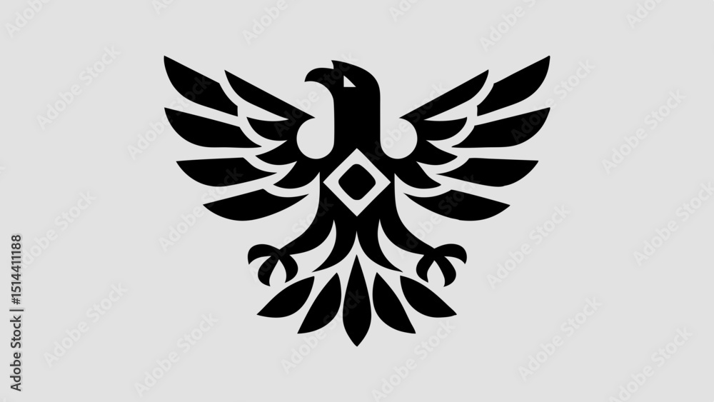 Obraz premium Regal Eagle Silhouette Spread Wings with Defined Feather Layers and Talons