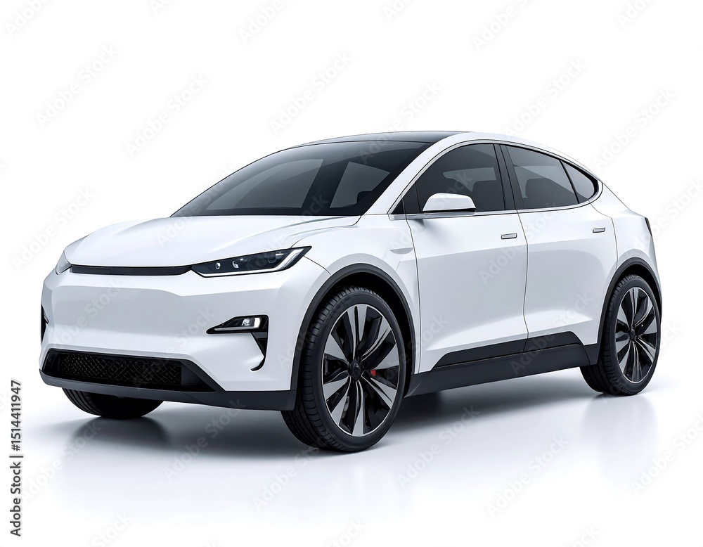 Obraz premium White EV SUV, studio shot