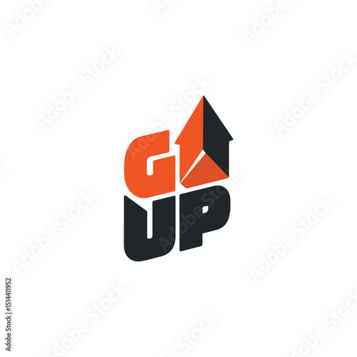 Go Up Logo of upward arrow and letters for business growth