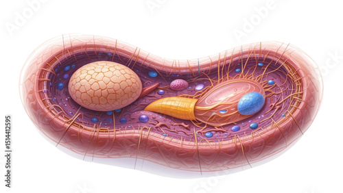 Detailed Illustration of a Eukaryotic Cell Organelles and Structures