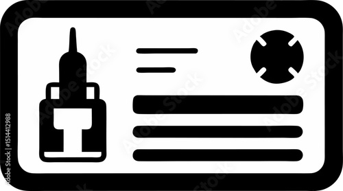 Vaccine Card Icon Silhouette Vector Illustration 
