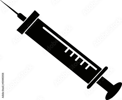 Vaccine Syringe Silhouette Vector Illustration 
