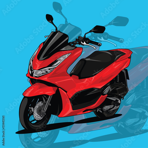 Scooter motorbike drawing vector illustration