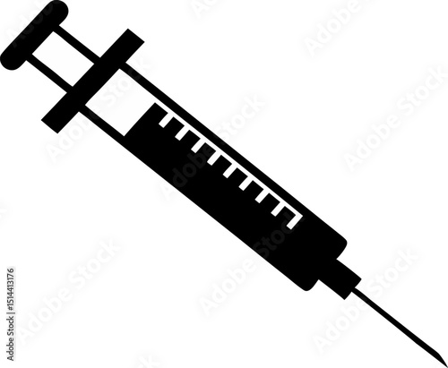 Vaccine Syringe Silhouette Vector Illustration 