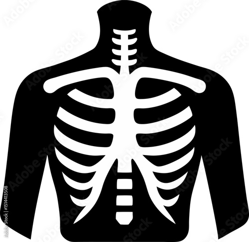 X Ray Image Of Chest Silhouette Vector Illustration