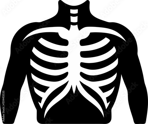 X Ray Image Of Chest Silhouette Vector Illustration